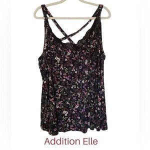 4X Michel Studio Swingy Top with Criss Cross Strap and Lace Detail